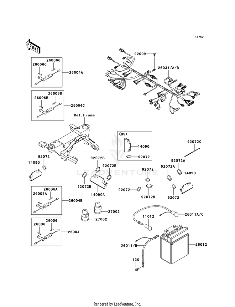 Chassis Electrical Equipment KVF360AAF Prairie 360 4X4 (2010) Schematic