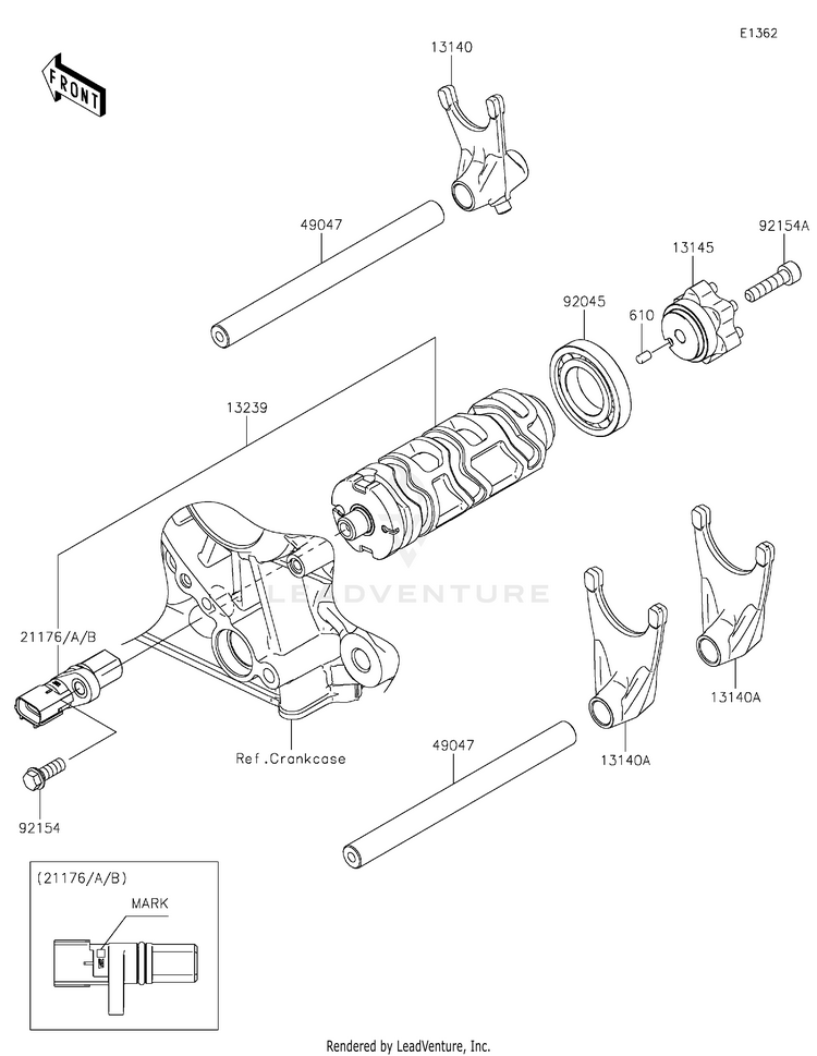 Gear Change Drum/Shift Fork(S) Schematic