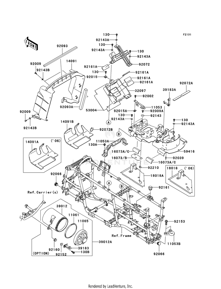 Frame Fittings KVF750A7F Brute Force 750 4x4i (2007) Schematic