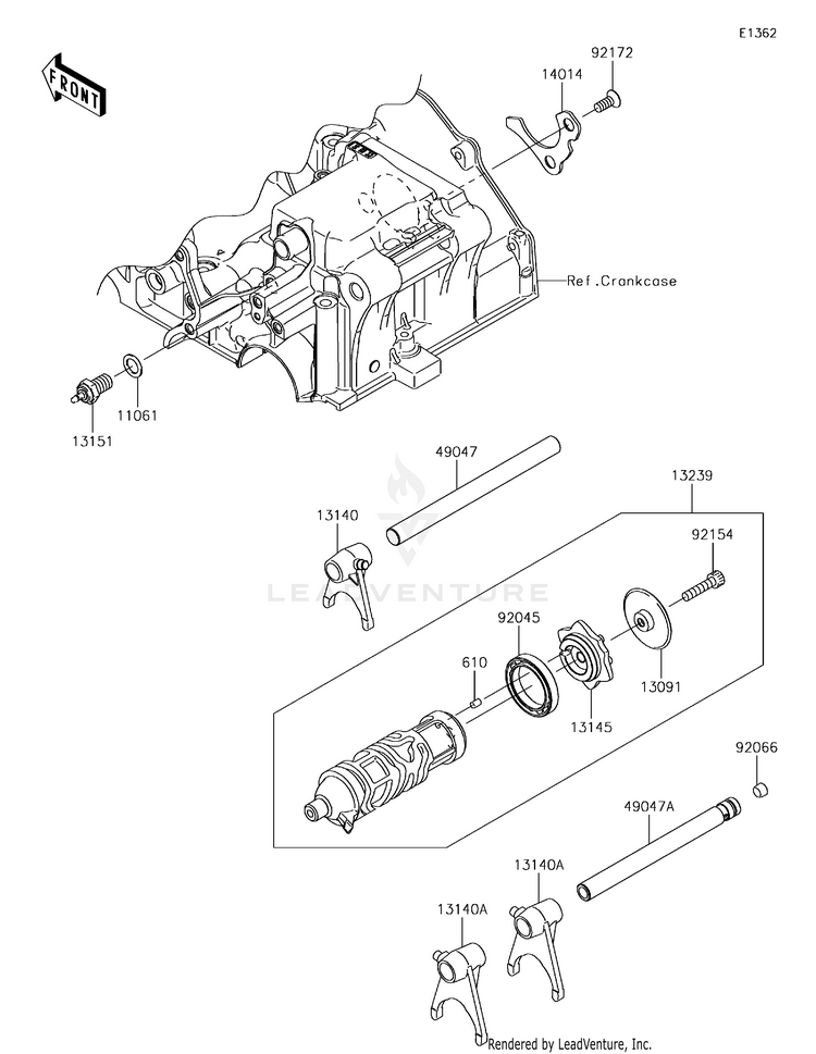 Gear Change Drum/Shift Fork(S) Schematic
