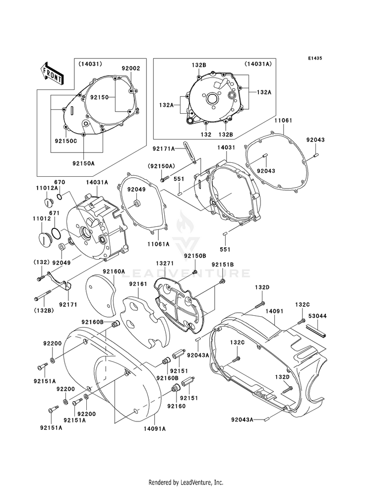 Left Engine Cover(S) VN1600D8F Vulcan 1600 Nomad (2008) Schematic