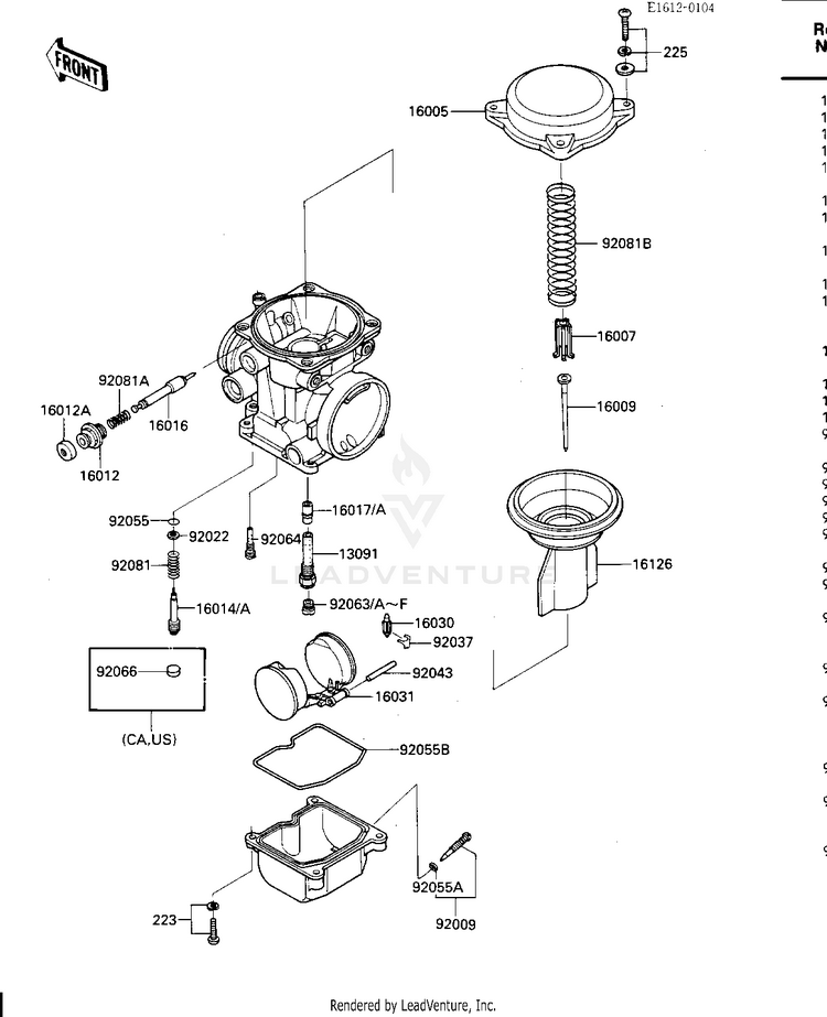 Carburetor Parts Schematic