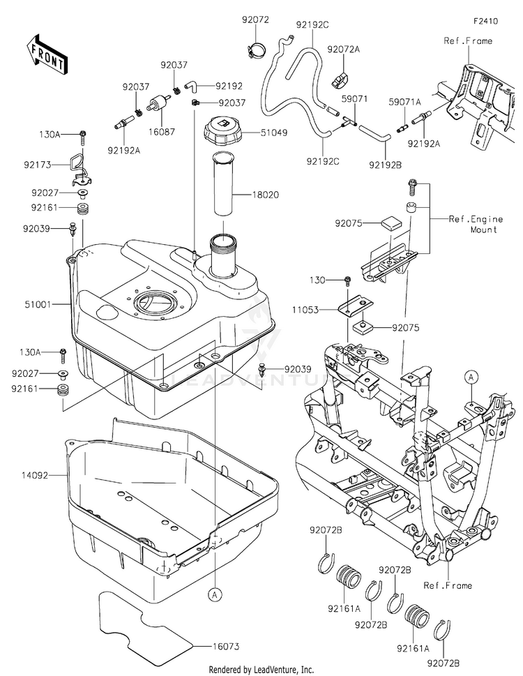 Fuel Tank KVF750HLF Brute Force 750 4x4i EPS Camo (2020) Schematic