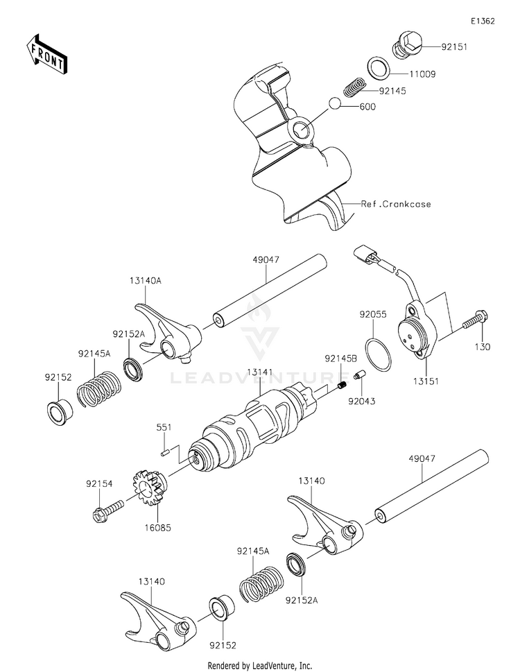 Gear Change Drum/Shift Fork(S) Schematic