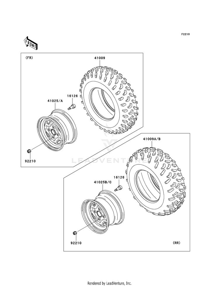 Wheels/Tires KVF750A7F Brute Force 750 4x4i (2007) Schematic