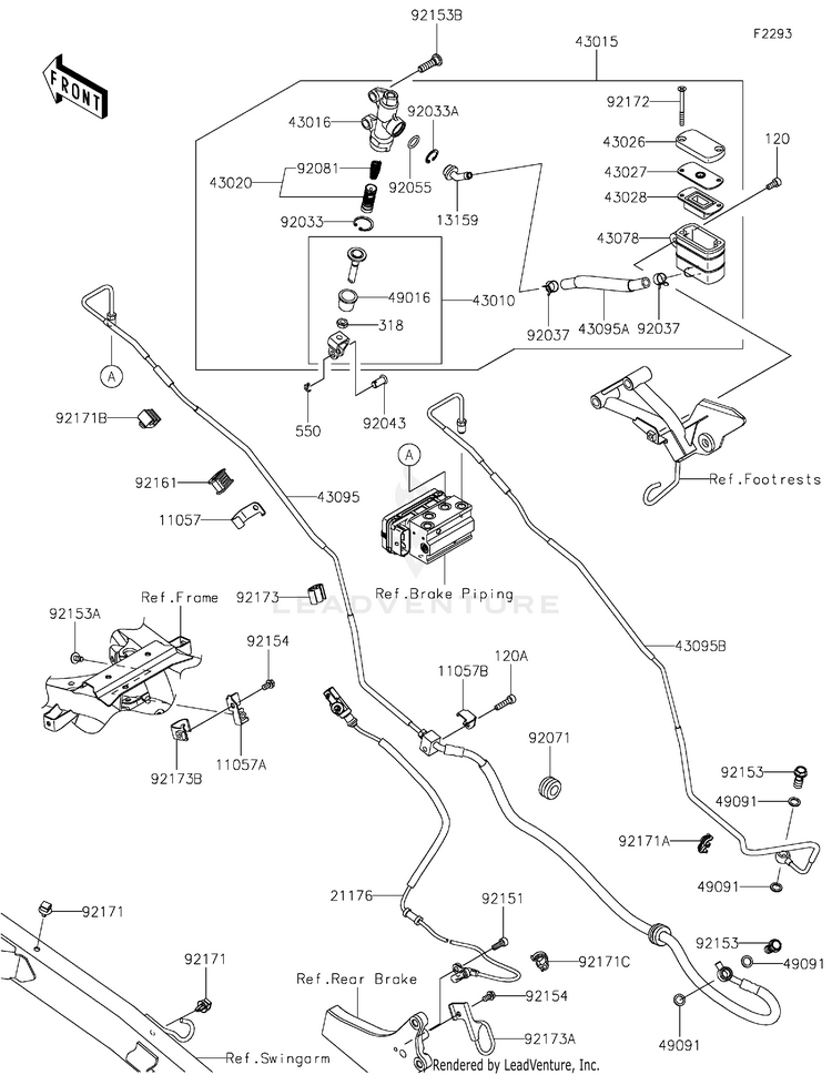Rear Master Cylinder 2 KL650HTFAL KLR650 Adventure ABS (2026) Schematic