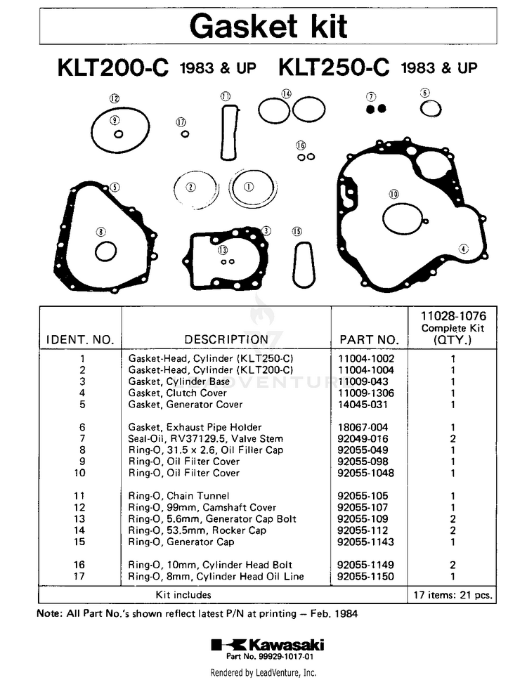 Gasket Kit Schematic