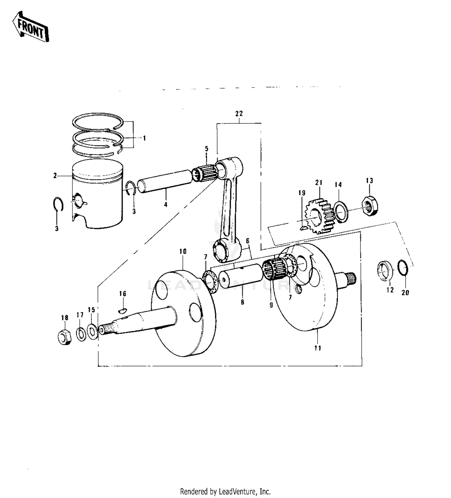 CRANKSHAFT/PISTON ('74 KX 450)