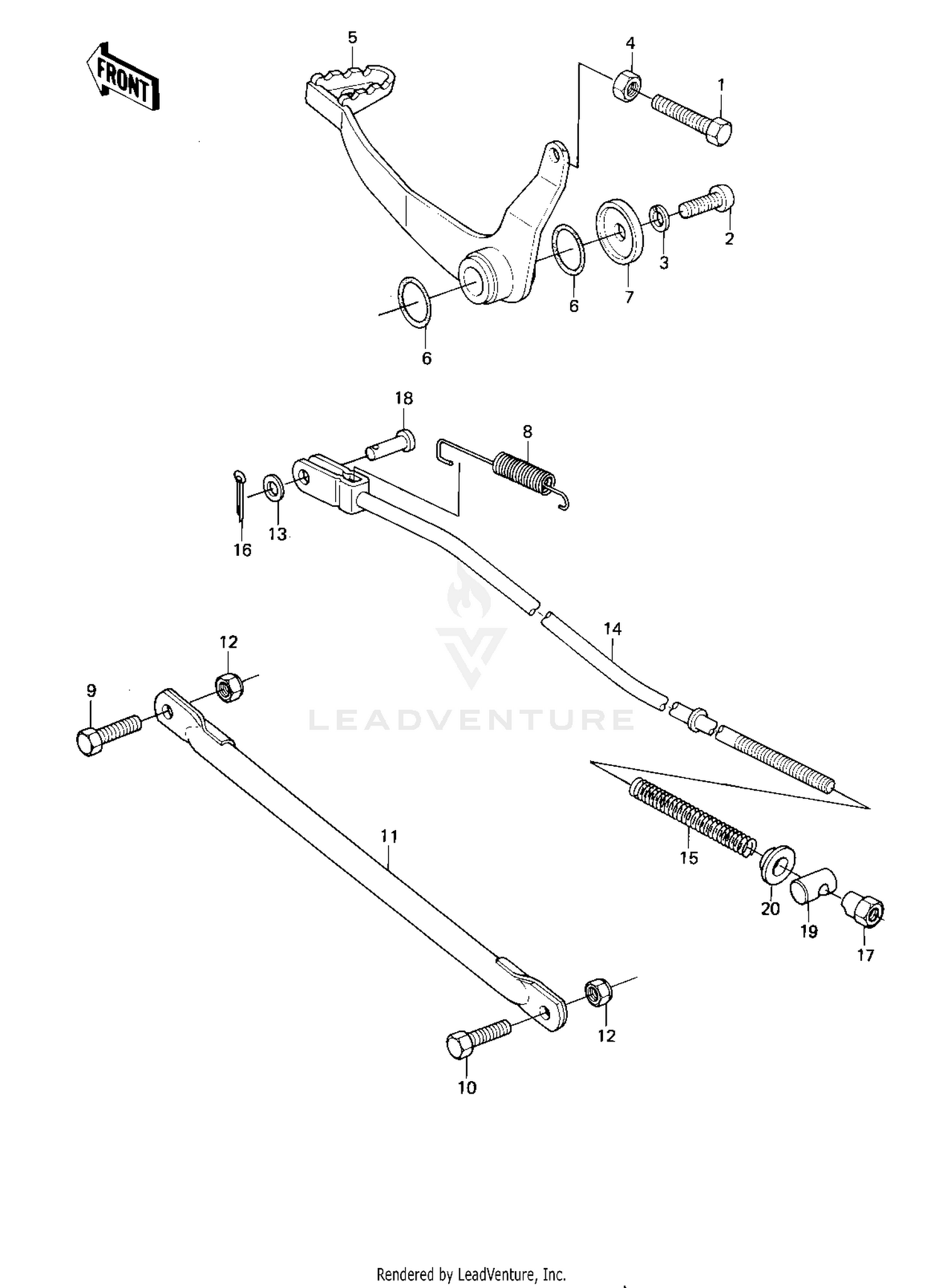 BRAKE PEDAL/TORQUE LINK ('80-'81 KE175-D