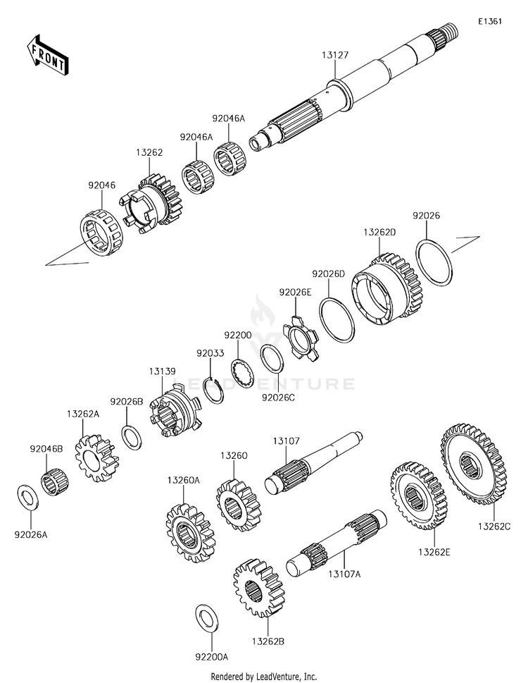 Transmission KVF750GGF Brute Force 750 4x4i EPS (2016) Schematic