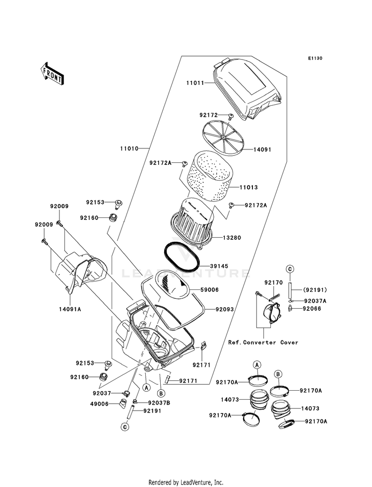 Air Cleaner KVF650F8F Brute Force 650 4x4i (2008) Schematic