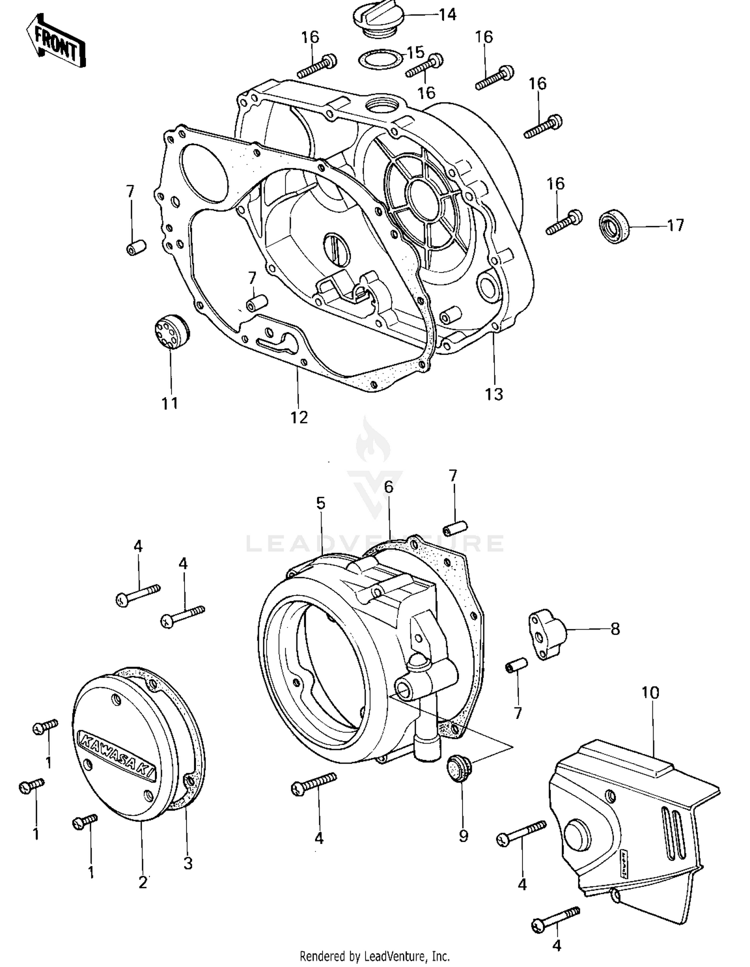 ENGINE COVERS ('78-'79 KL250-A1/A1A/A2)