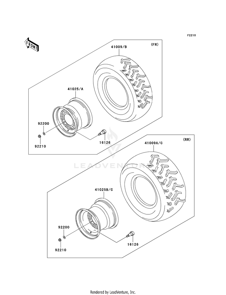 Wheels/Tires KVF360AAF Prairie 360 4X4 (2010) Schematic