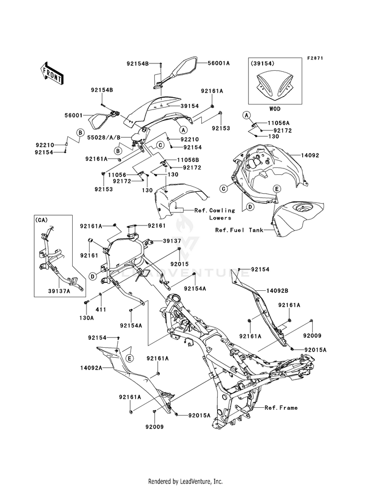 Cowling EX300BES Ninja 300 ABS (2014) Schematic