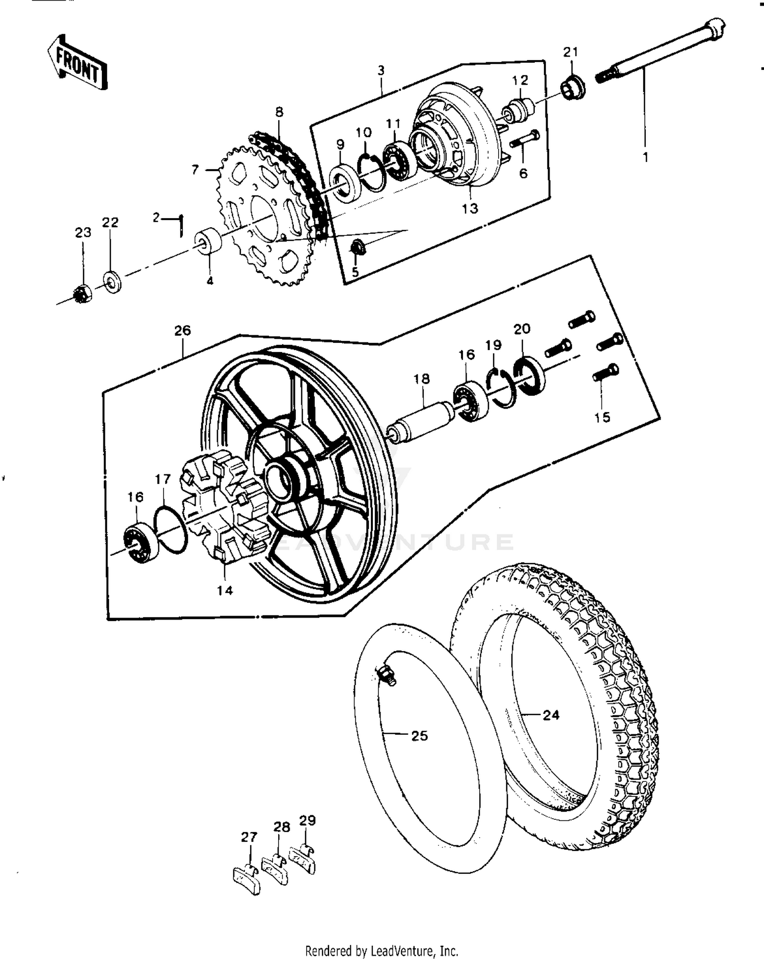 REAR WHEEL/HUB/BRAKE/CHAIN