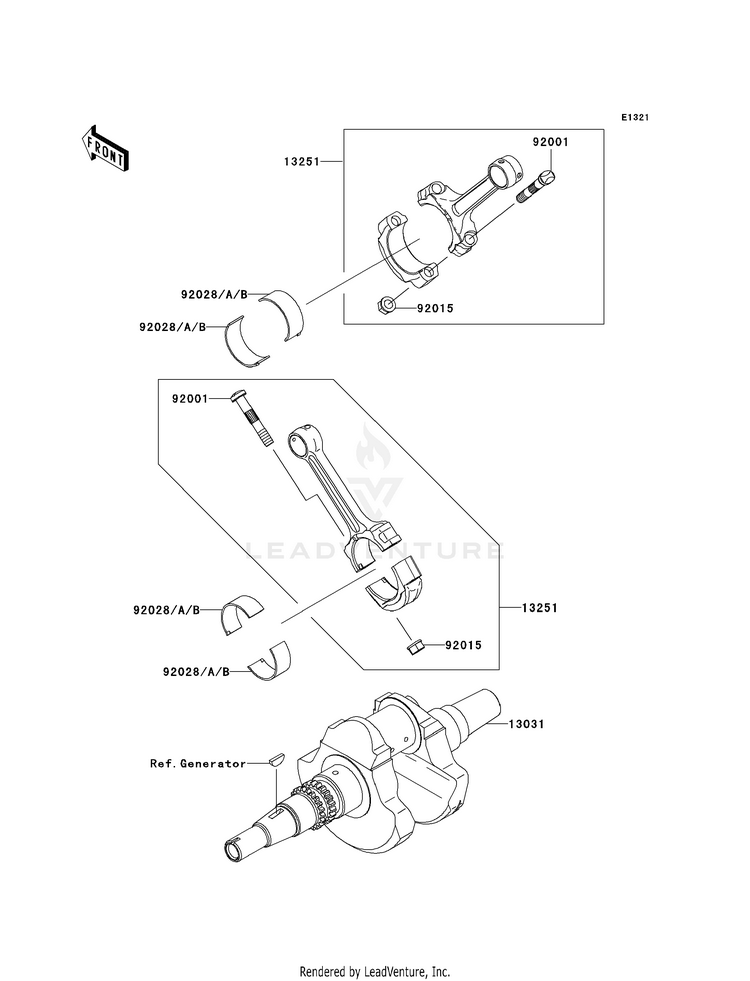 Crankshaft KVF750E8F Brute Force 750 4x4i Hardwoods Green HD (2008) Schematic
