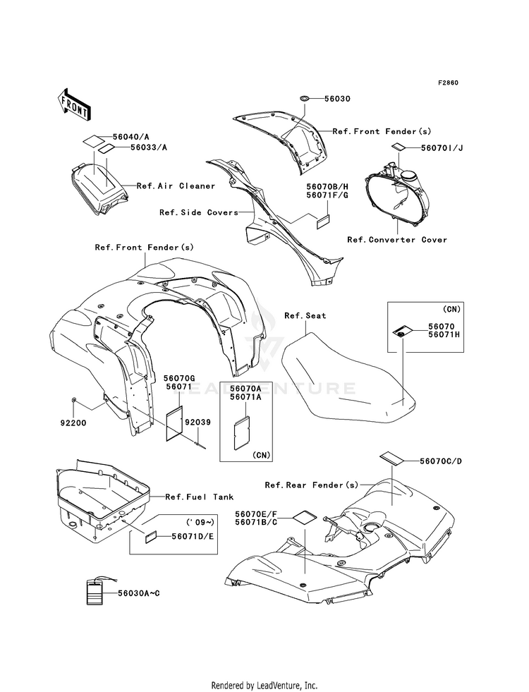 Labels KVF750E8F Brute Force 750 4x4i Hardwoods Green HD (2008) Schematic