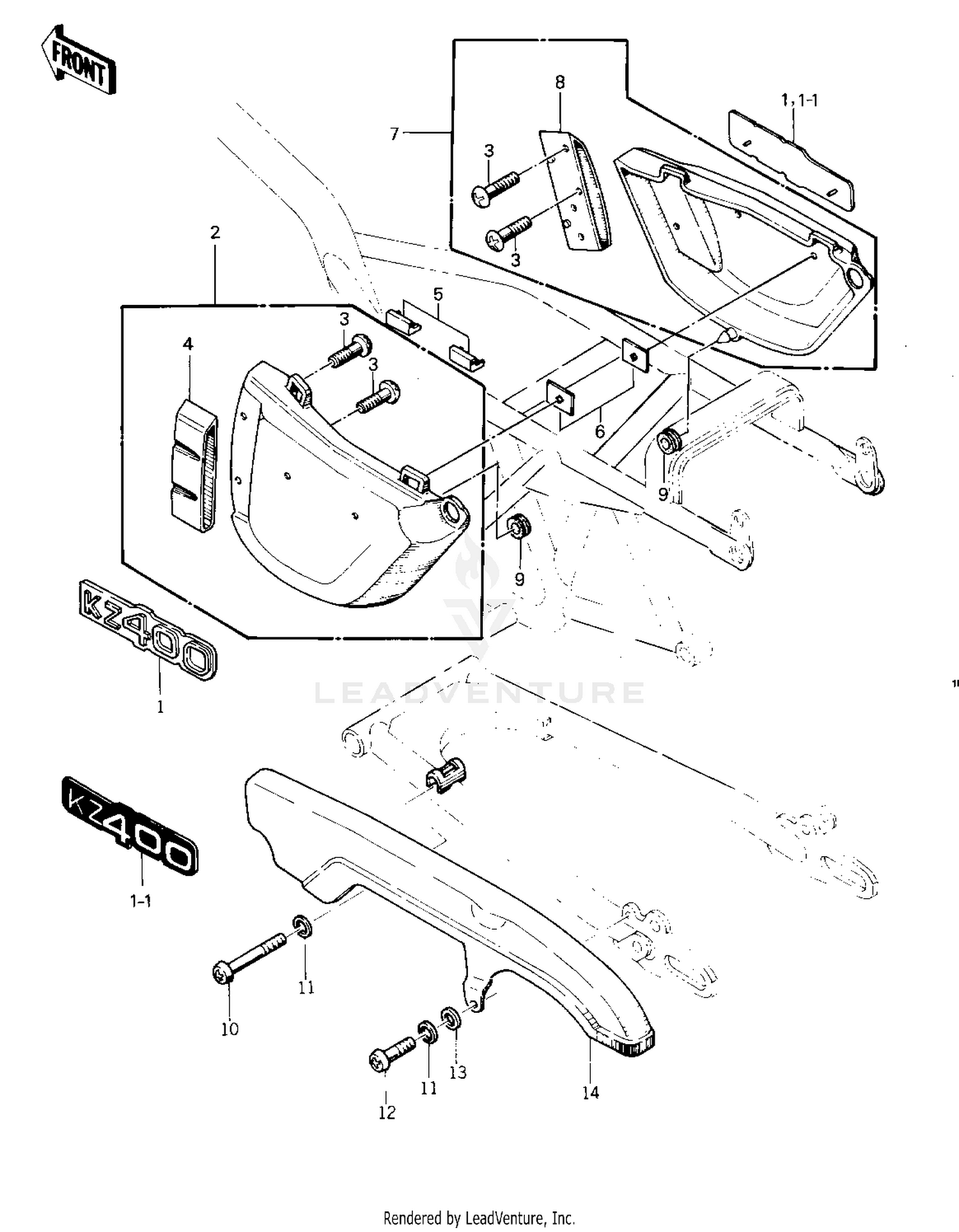 SIDE COVERS/CHAIN COVER ('76-'77 S2/S3)
