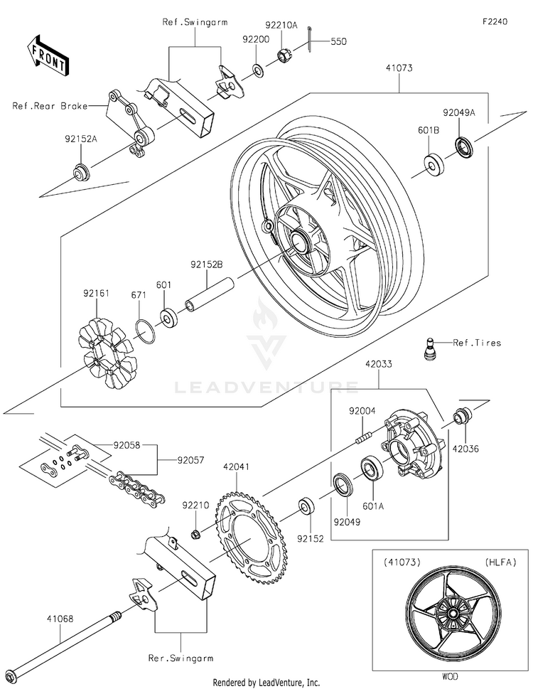 Rear Wheel/Chain EX400HLF Ninja 400 (2020) Schematic