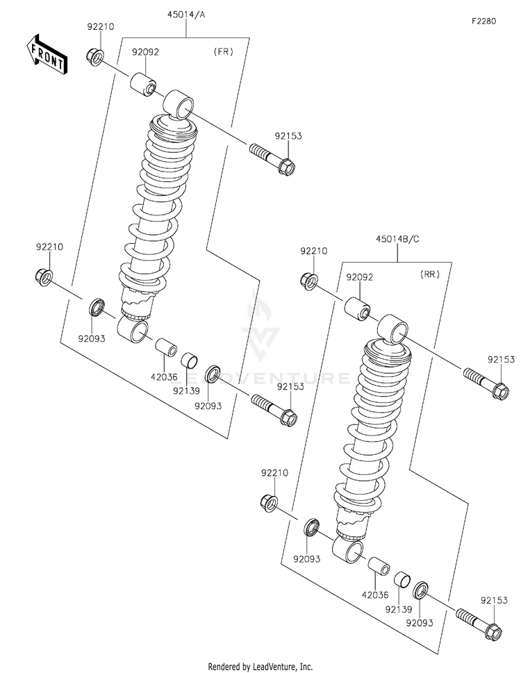 Shock Absorber(S) KVF750GLF Brute Force 750 4x4i EPS (2020) Schematic