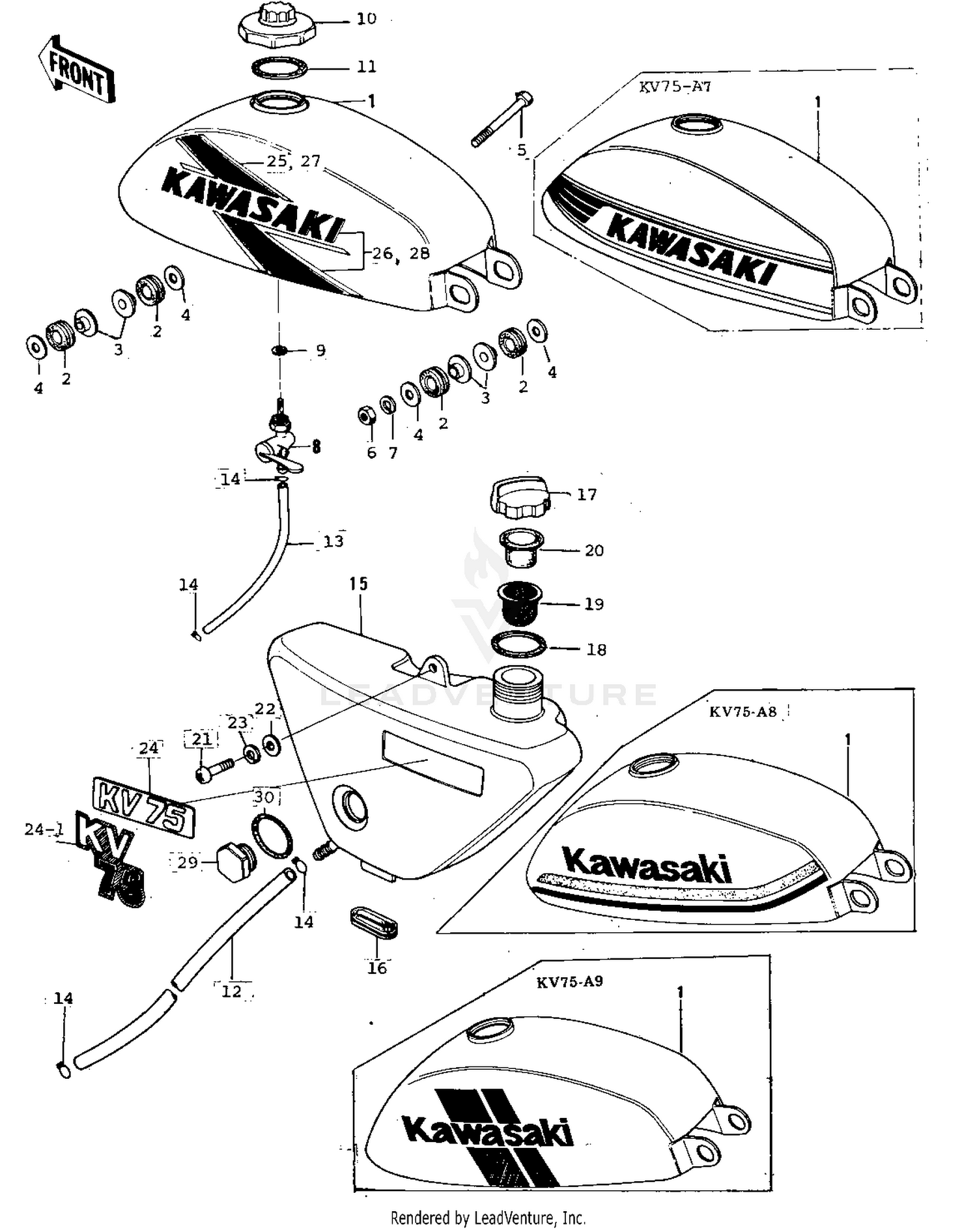 FUEL TANK/OIL TANK/LABELS ('76-'80)