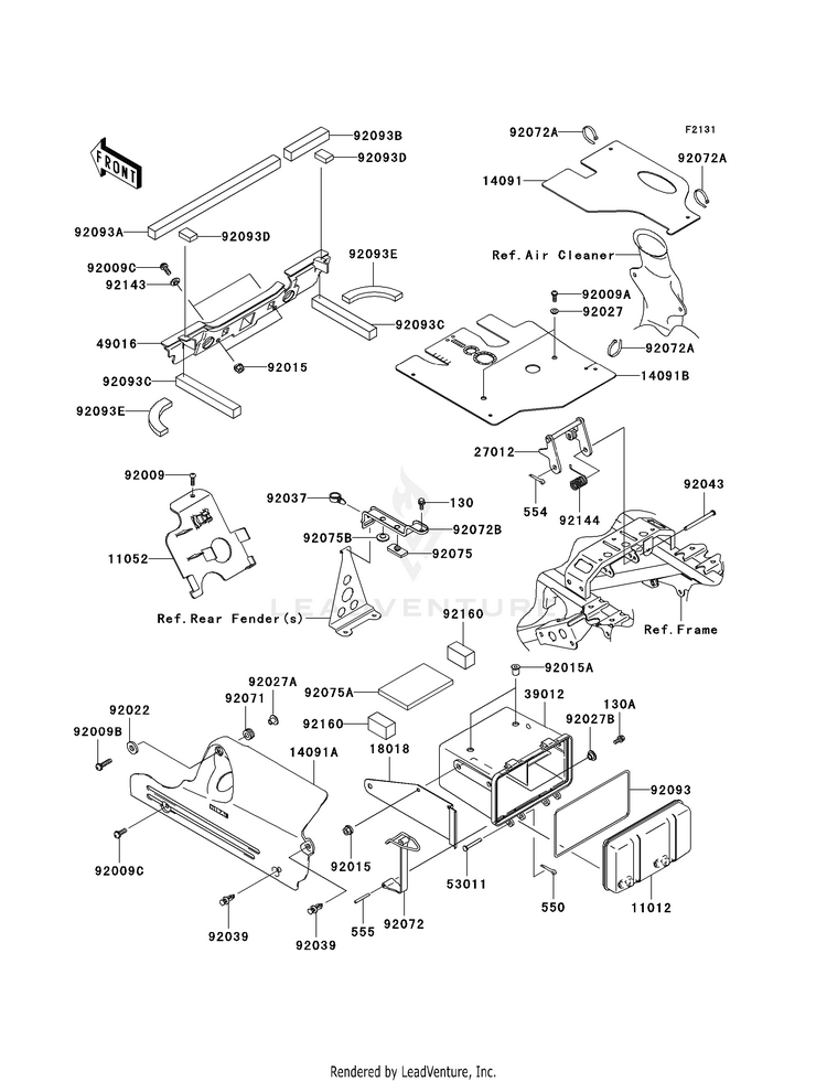 Frame Fittings KVF360AAF Prairie 360 4X4 (2010) Schematic