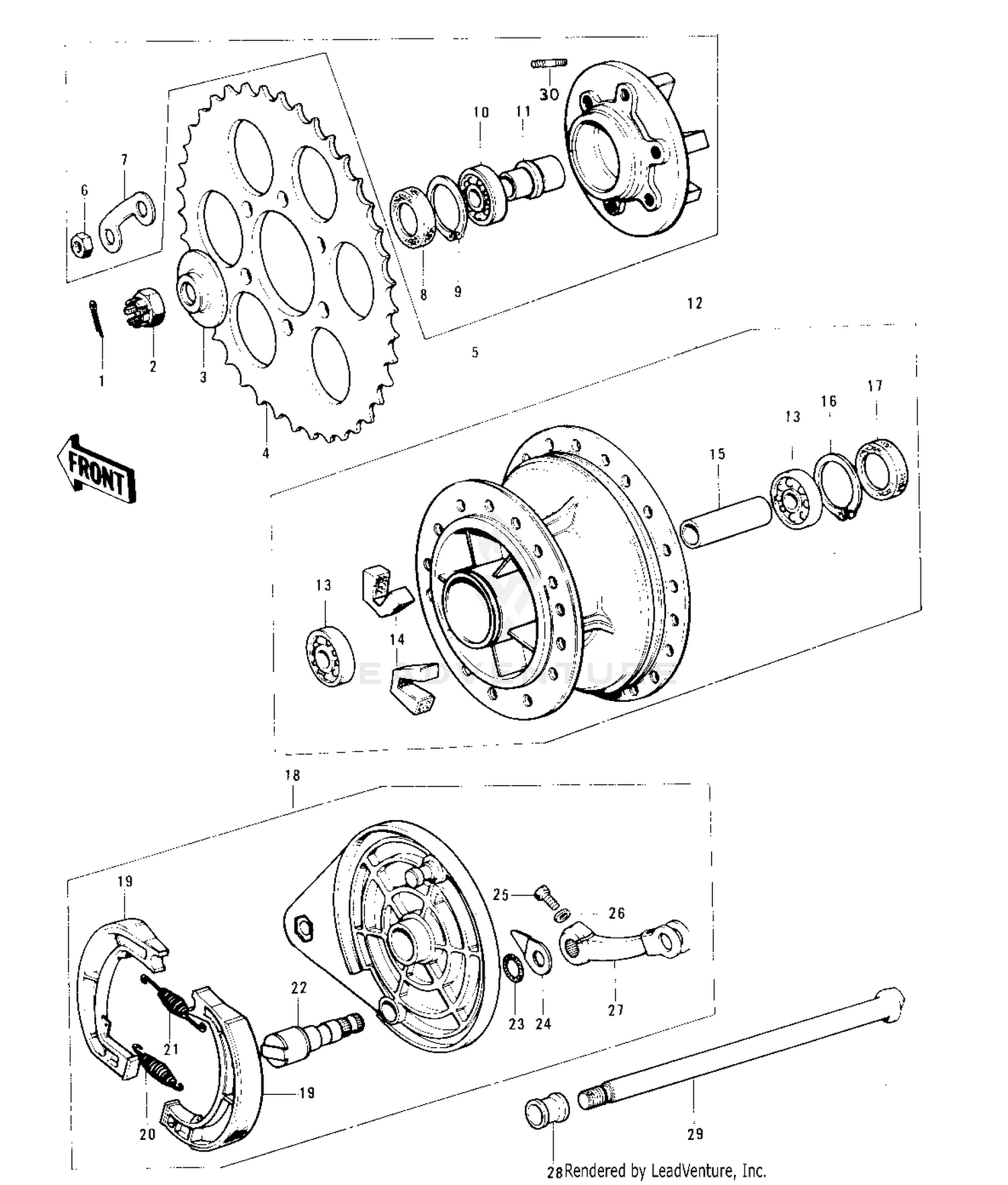 REAR HUB/BRAKE ('76-'79)