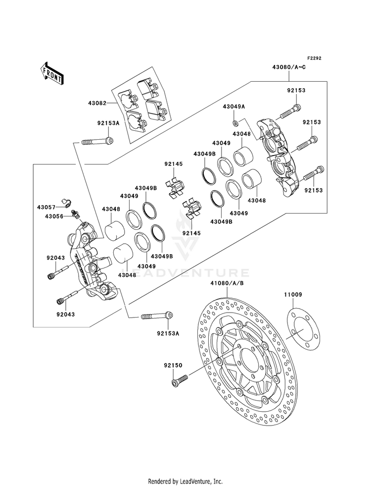 Front Brake VN1600B8F Vulcan 1600 Mean Streak (2008) Schematic
