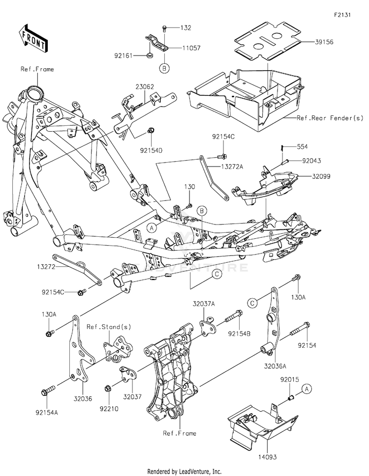 Frame Fittings EX400HLF Ninja 400 (2020) Schematic