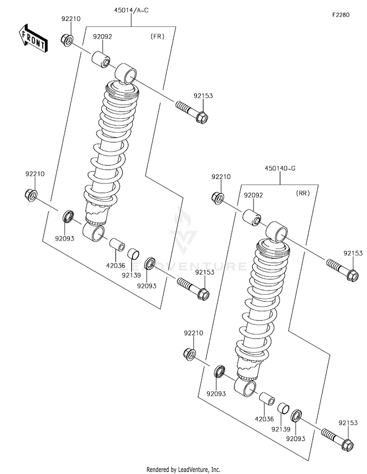 Shock Absorber(S) KVF750GGF Brute Force 750 4x4i EPS (2016) Schematic