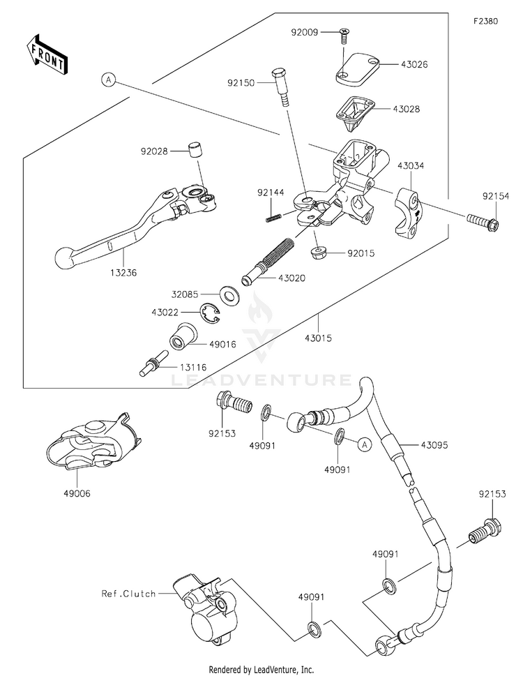 Clutch Master Cylinder KX450MRFAN KX450 50th Anniversary Edition (2024) Schematic