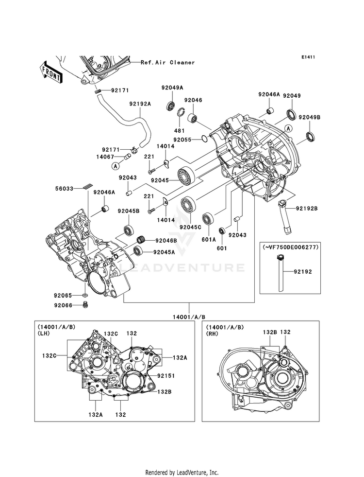 Crankcase KVF750F8F Brute Force 750 4x4i (2008) Schematic