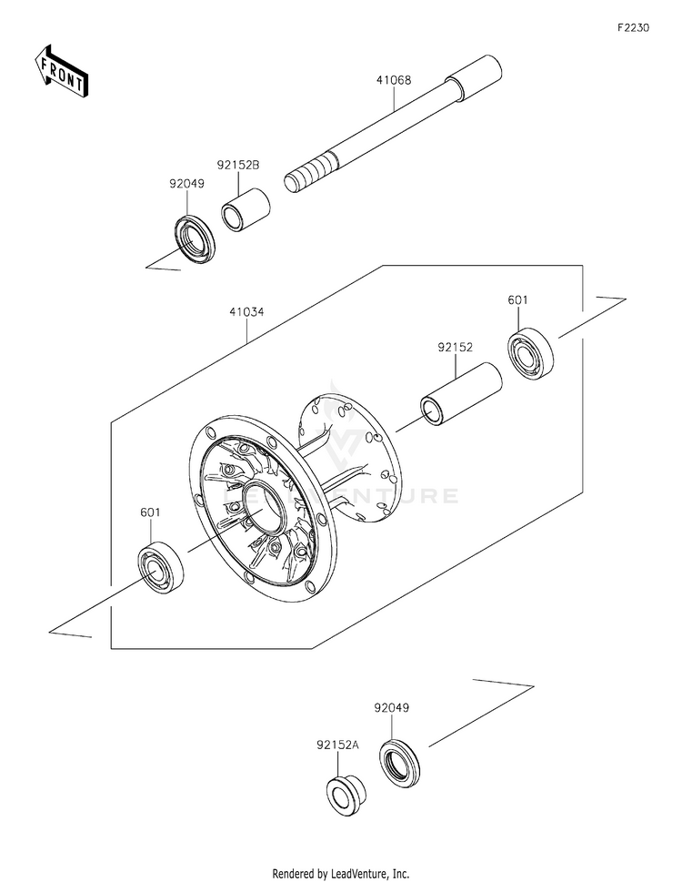 Front Hub KL650HNFAL KLR650 Adventure (2022) Schematic