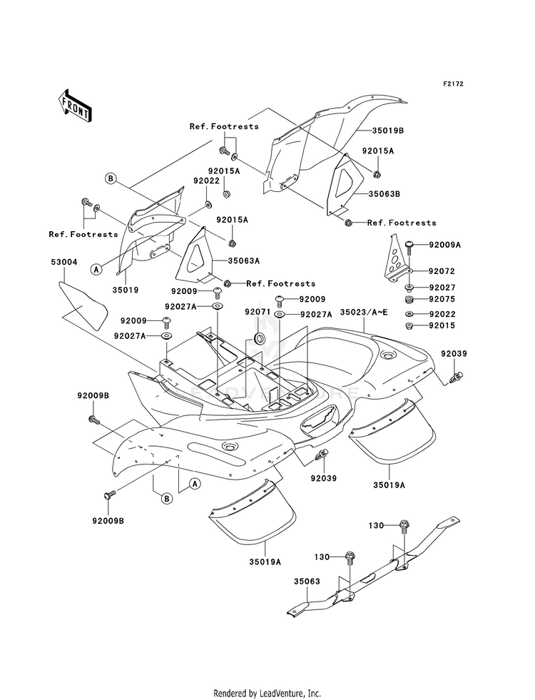 Rear Fender(S) KVF360AAF Prairie 360 4X4 (2010) Schematic