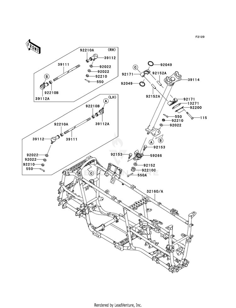 Frame KVF650H8F Brute Force 650 4x4i (2008) Schematic
