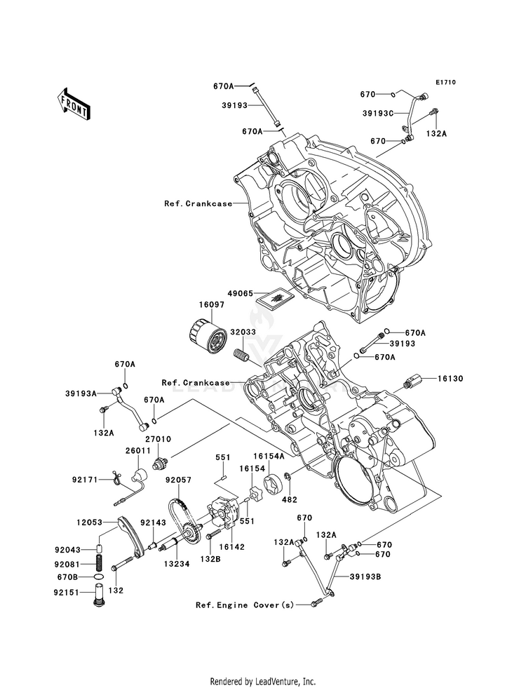 Oil Pump/Oil Filter KVF750D8F Brute Force 750 4x4i (2008) Schematic