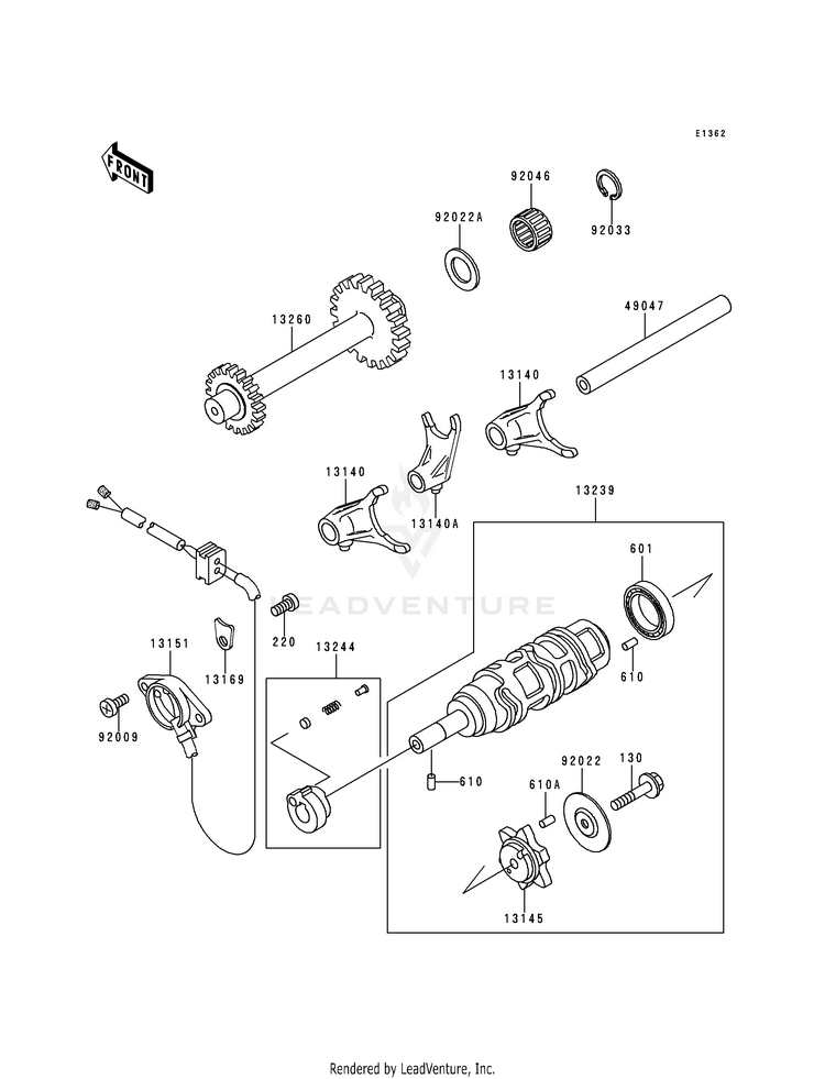 Gear Change Drum/Shift Fork(S) Schematic