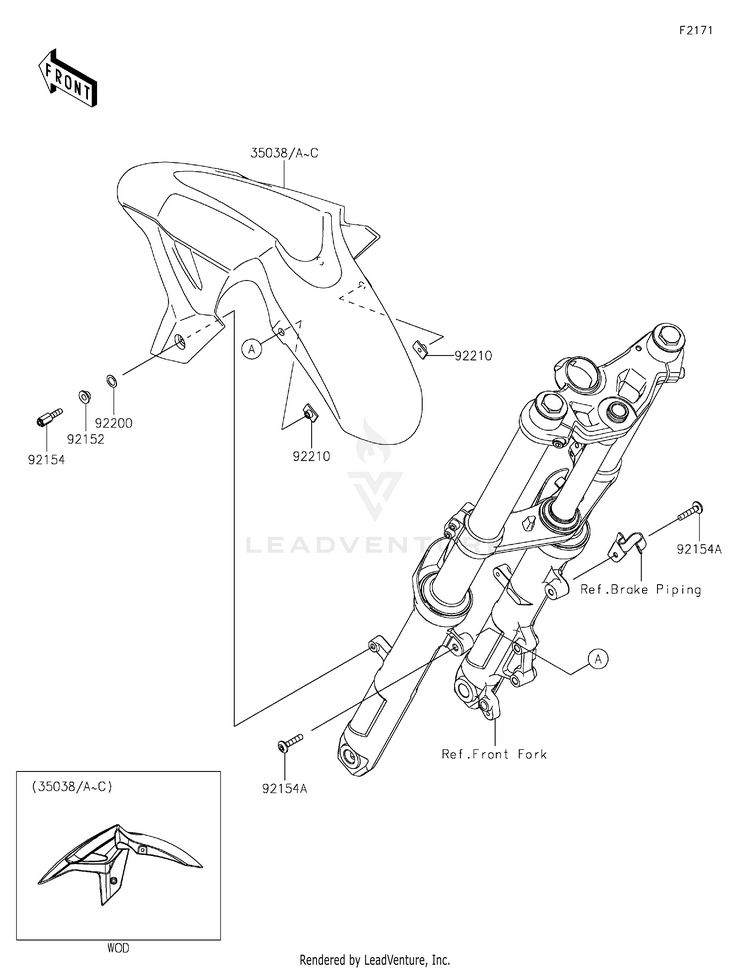 Front Fender(S) EX400GPFBL Ninja 400 ABS (2023) Schematic