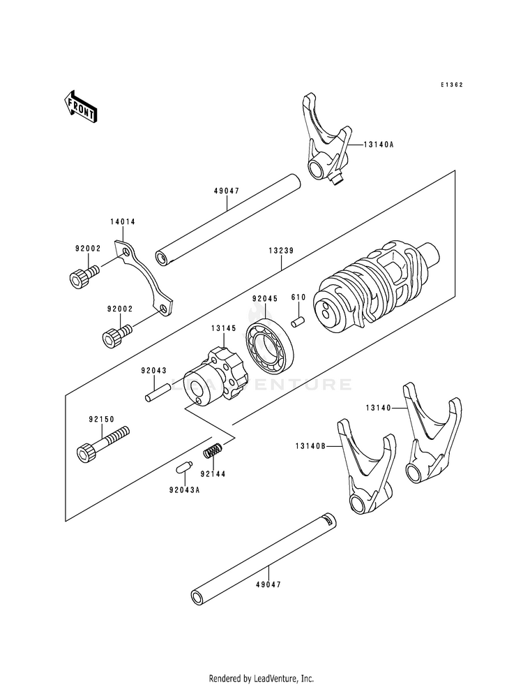 Gear Change Drum/Shift Fork(S) Schematic