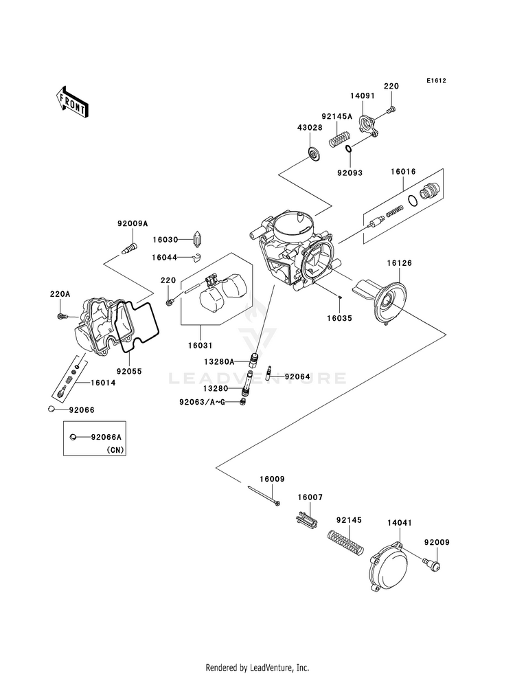 Carburetor Parts KVF650H8F Brute Force 650 4x4i (2008) Schematic