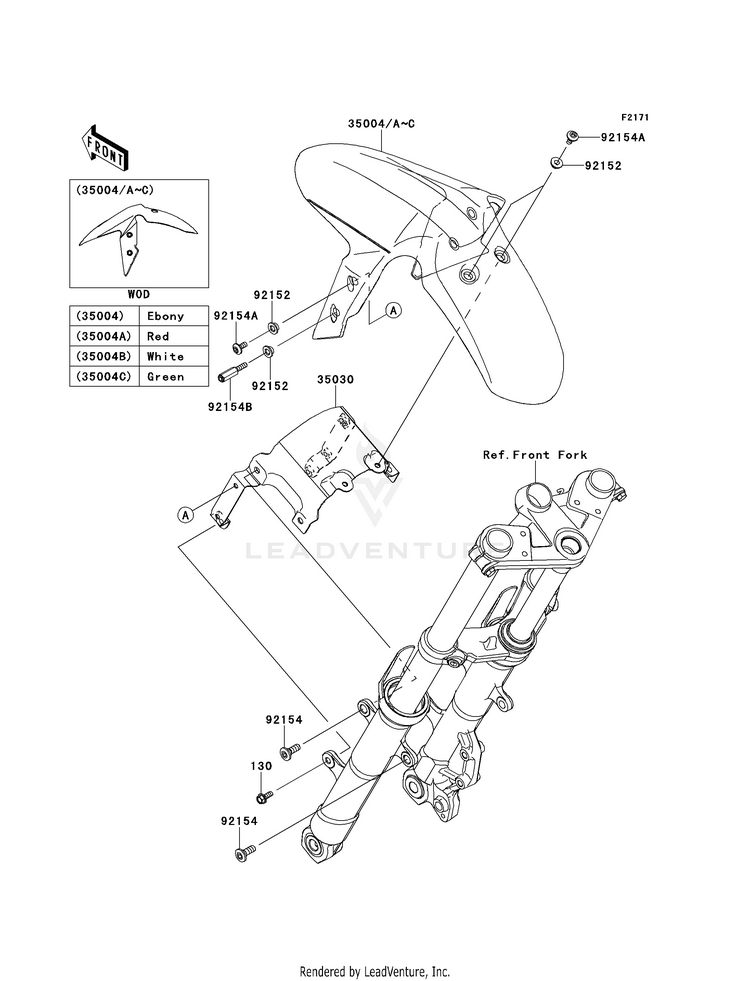 Front Fender(S) EX300BEF Ninja 300 ABS (2014) Schematic