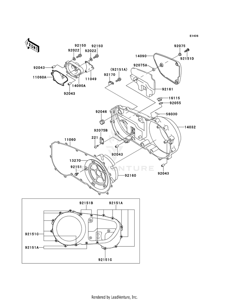 Right Engine Cover(S)(Vn1500-G1) VN1500-G1 Vulcan 1500 Nomad (1999) Schematic