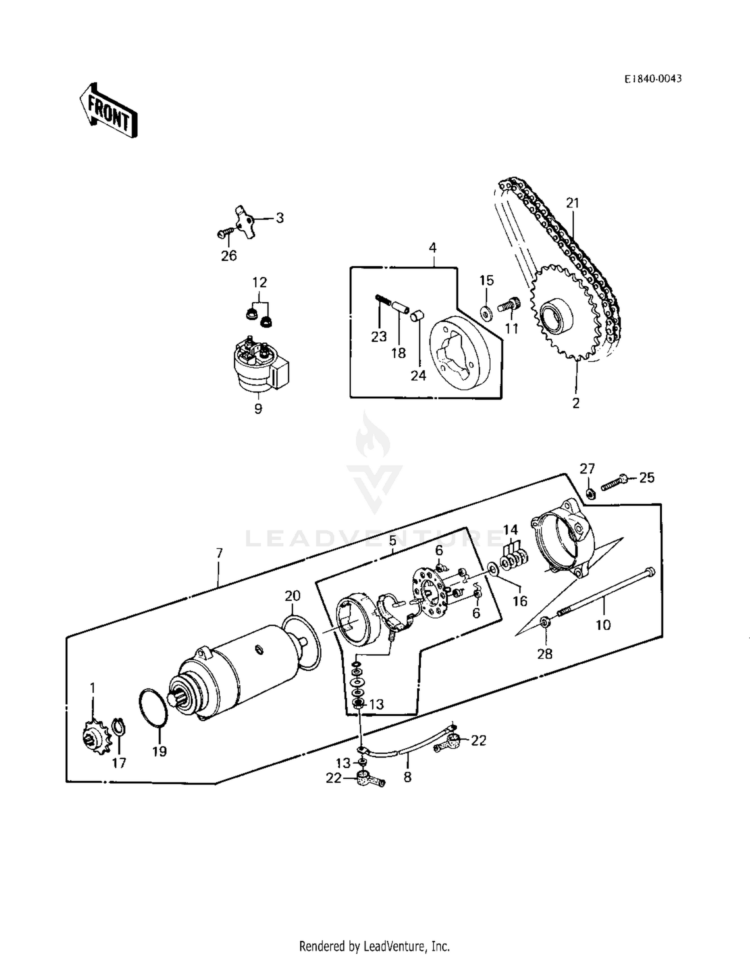 STARTER MOTOR/STARTER CLUTCH ('83 KLT200