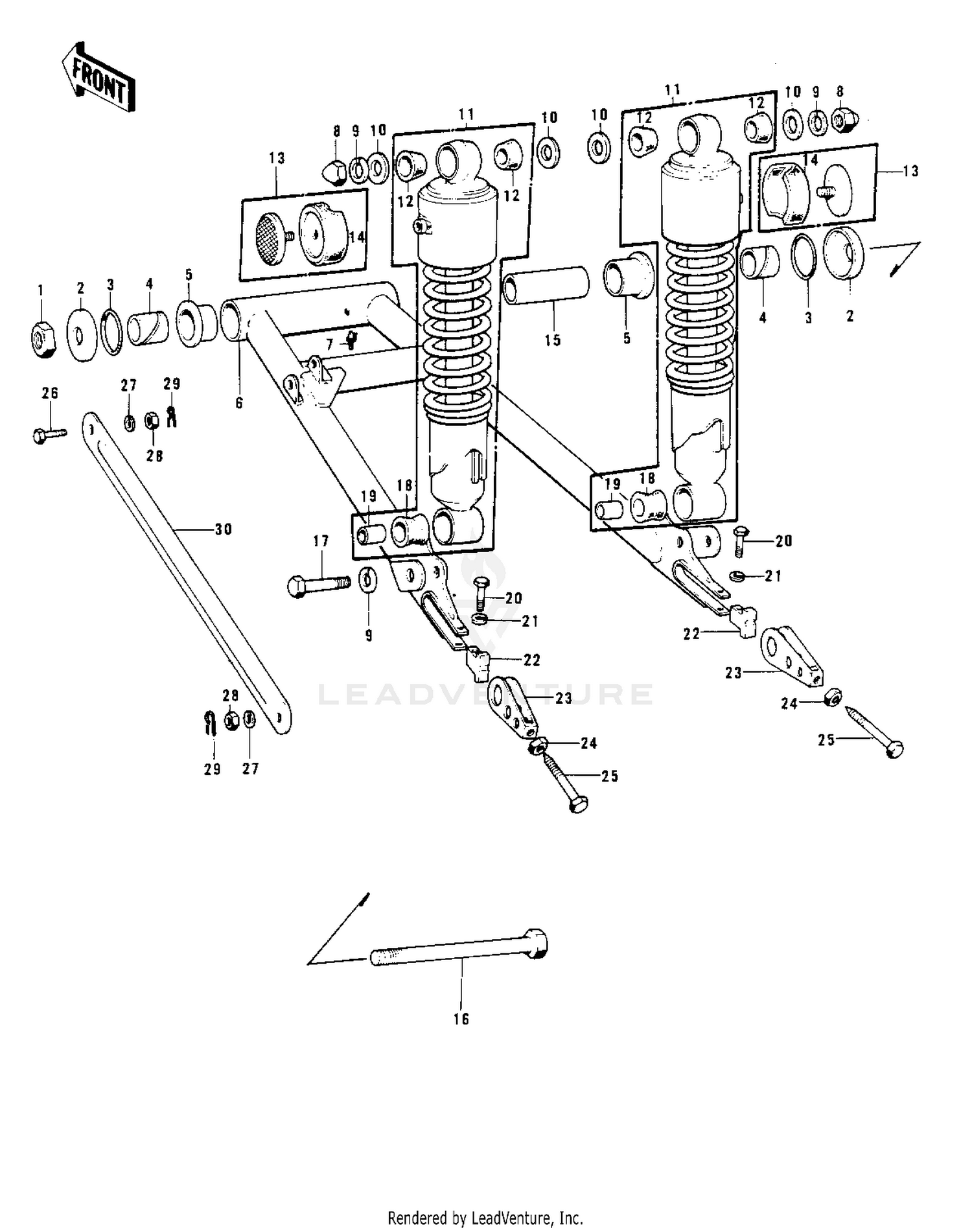 SWING ARM/SHOCK ABSORBERS ('74-'75 S3/S3