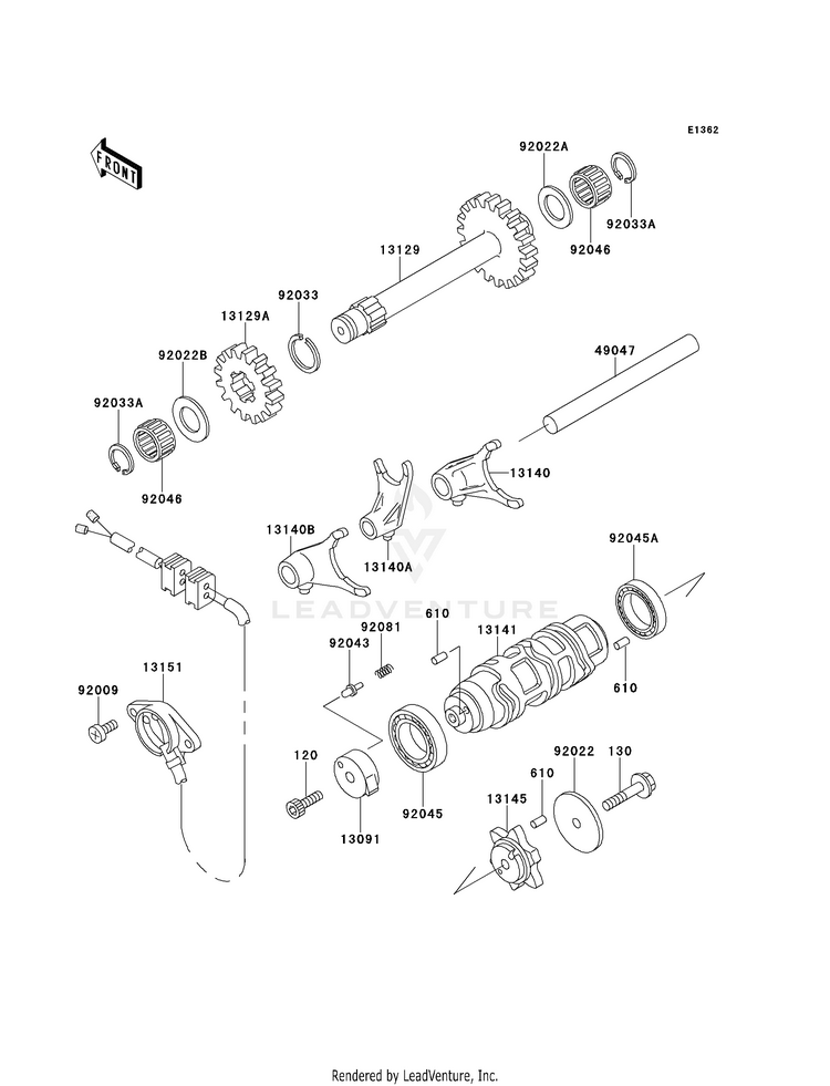 Gear Change Drum/Shift Fork(S) Schematic
