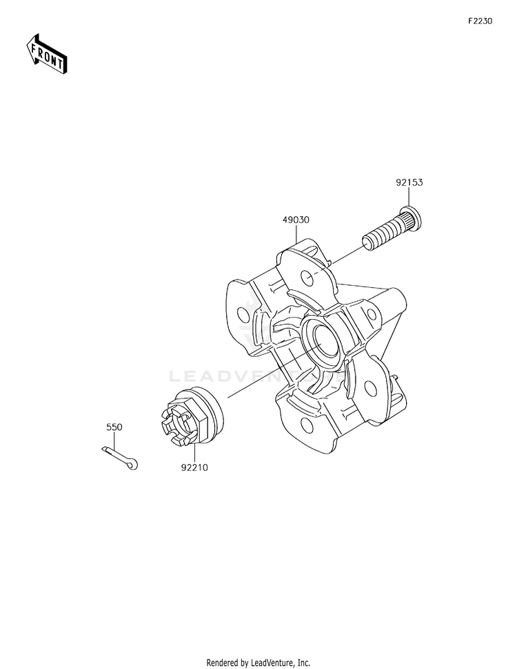 Front Hub KVF750LGF Brute Force 750 4x4i (2016) Schematic