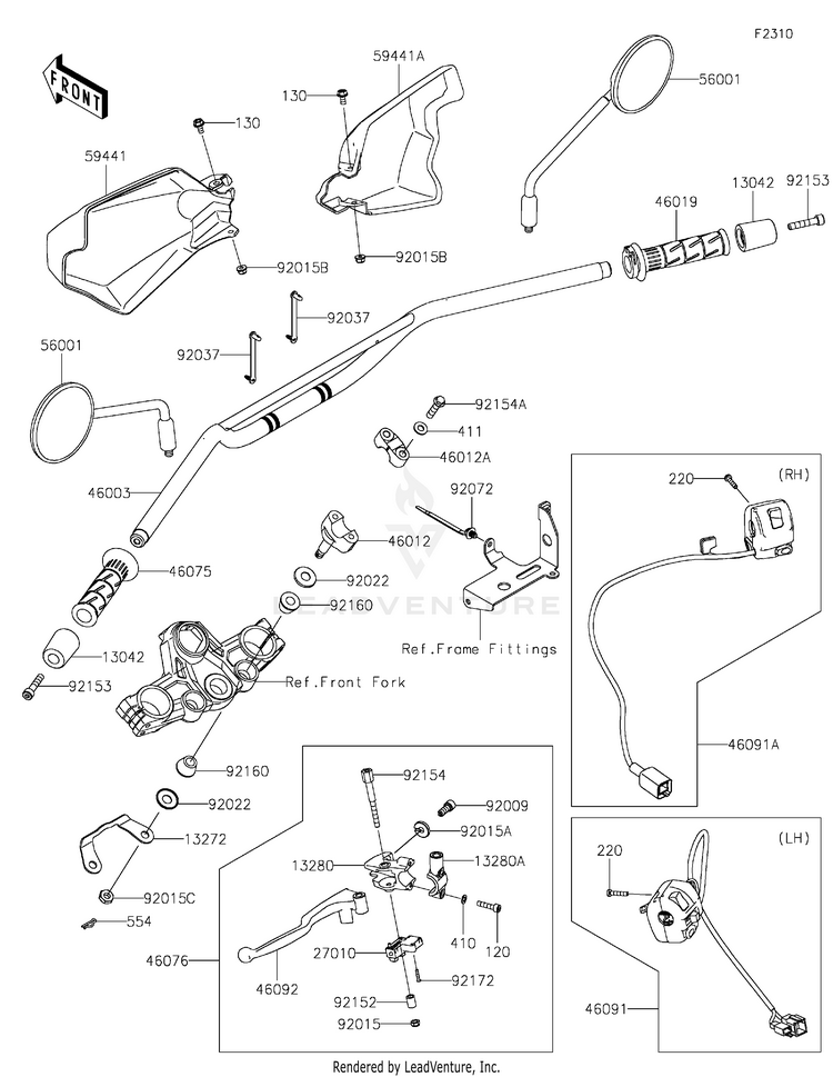 Handlebar KL650HNFAL KLR650 Adventure (2022) Schematic