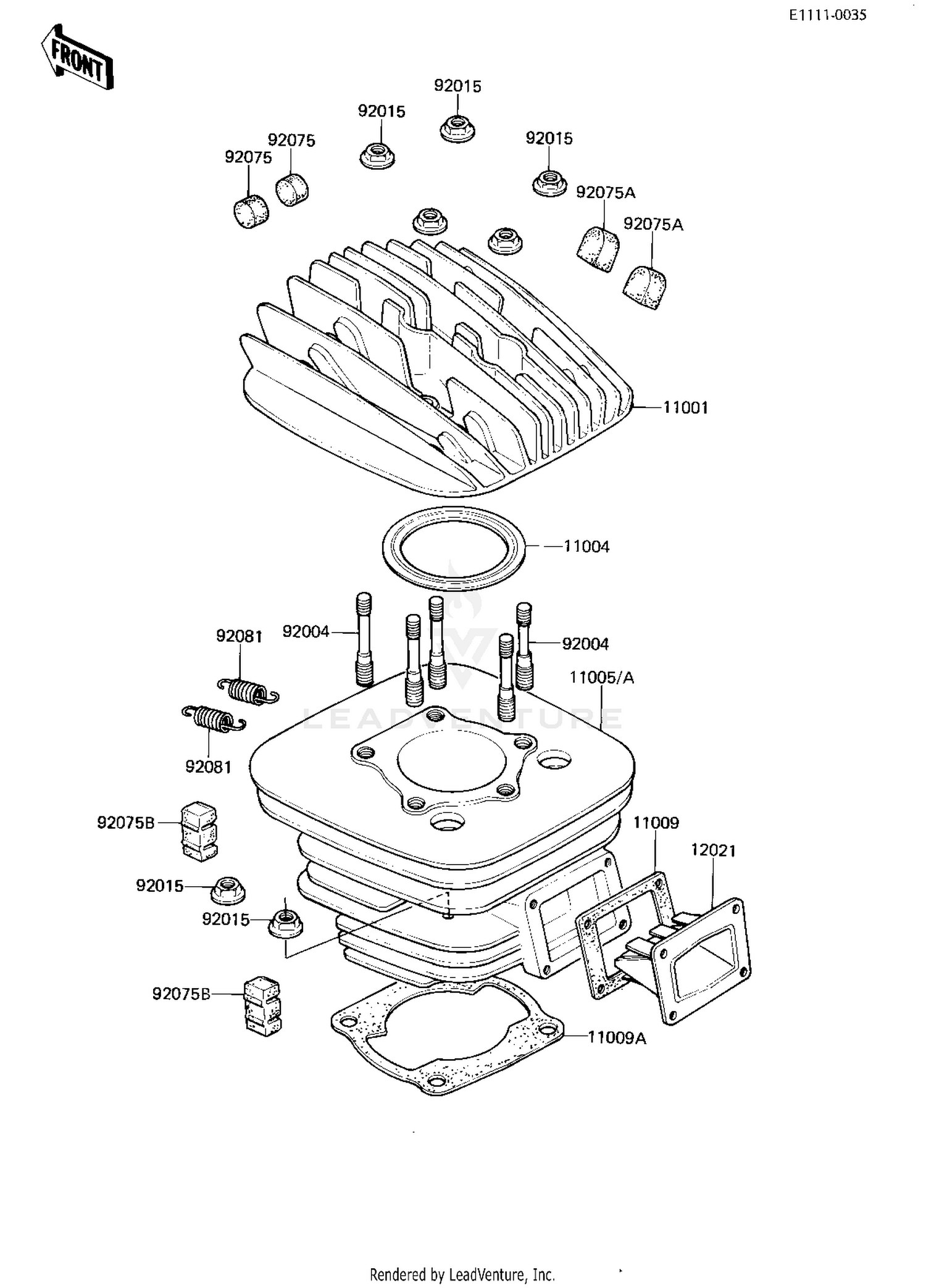CYLINDER HEAD/CYLINDER/REED VALVE ('81-'