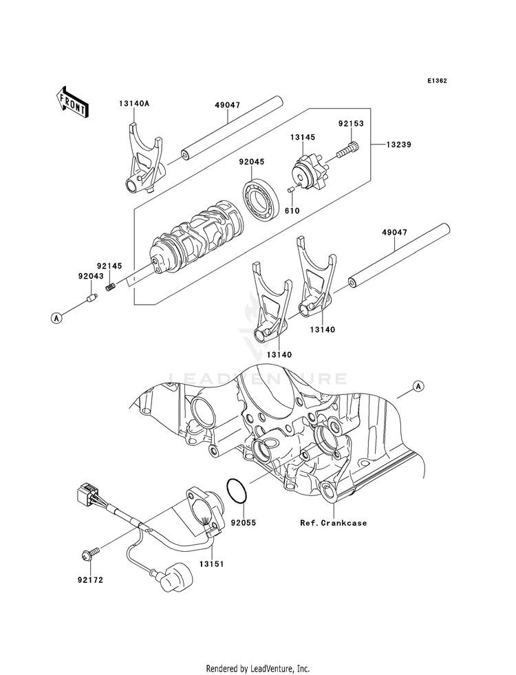 Gear Change Drum/Shift Fork(S) Schematic