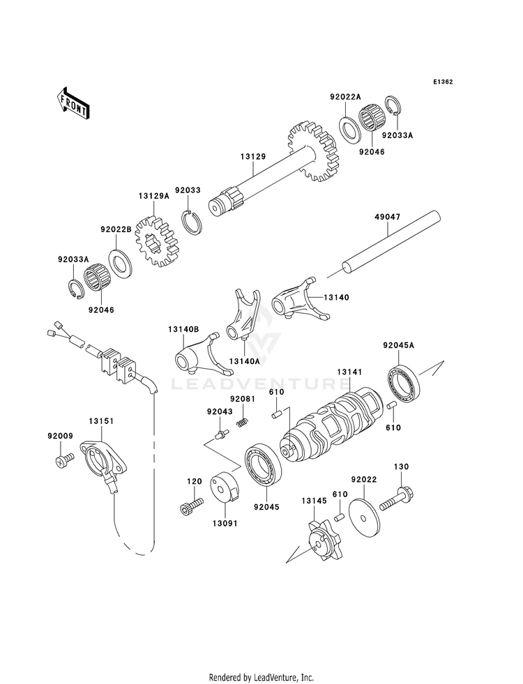 Gear Change Drum/Shift Fork(S) Schematic
